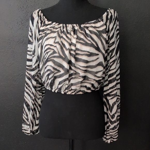 Express X Rachel Zoe Black and White Zebra Print Blouse NWT - Picture 1 of 5